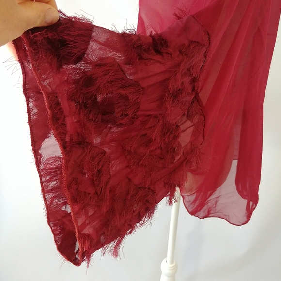 ✨3 for $30✨ Sheer Red Top w/ Detailed Sleeves - Picture 3 of 7